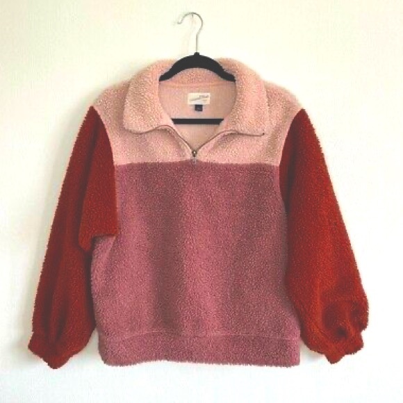 Universal Thread Jackets & Blazers - Universal Thread Women’s Colorblock Sherpa Quarter Zip Pullover Sweater Small